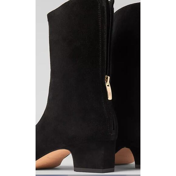 NWOB Ann Taylor Tapered Heel Suede Bootie Black 7M - Picture 6 of 7